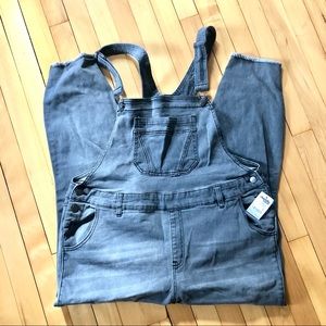 Gray Stretch Jeans Overalls